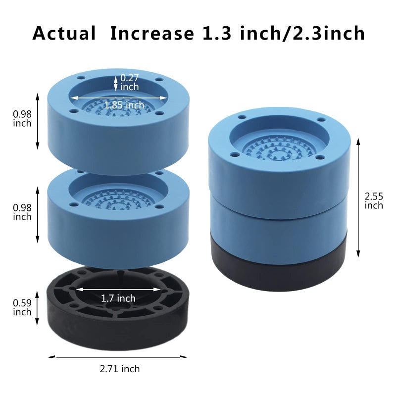 HANIHUA Round Bed Risers 4 Pack Blue Heavy Duty Furniture Risers Lifts Height 1"", 2 inch, Adjustable Bed Lifts Risers for Bed Frame, Furniture, Table, Sofa, Chair Risers Supports Up to 1,300 lbs - Image 2